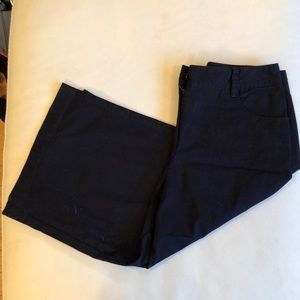 Talbots black twill cropped wide leg pants